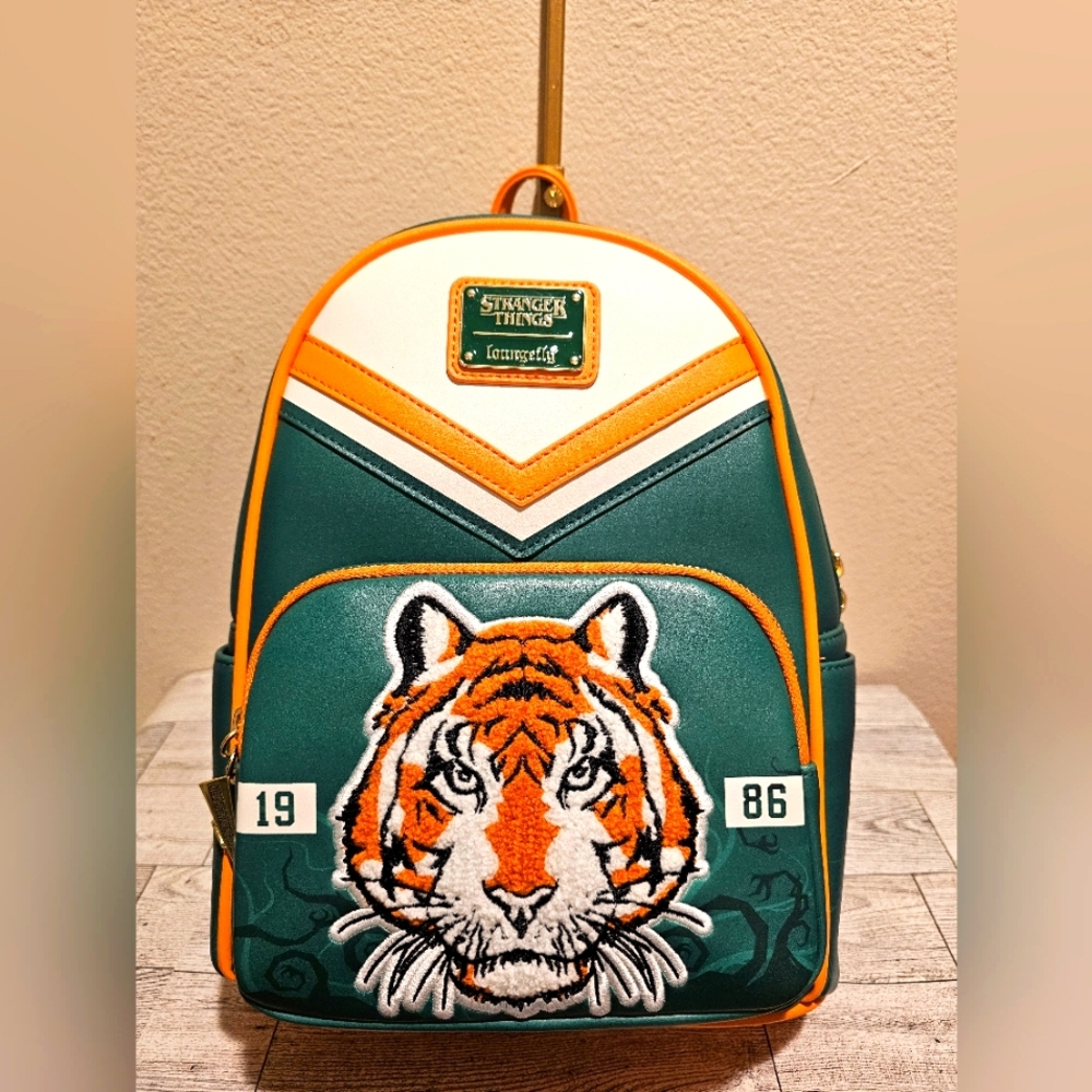Stranger Things x Loungefly Kids Green & Orange Tiger Backpack